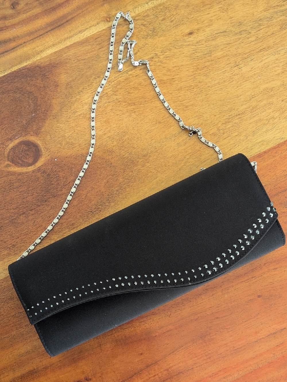 🆕 Swarowski Crystal Black Chain-Shoulder Evening Clutch - Picture 3 of 13